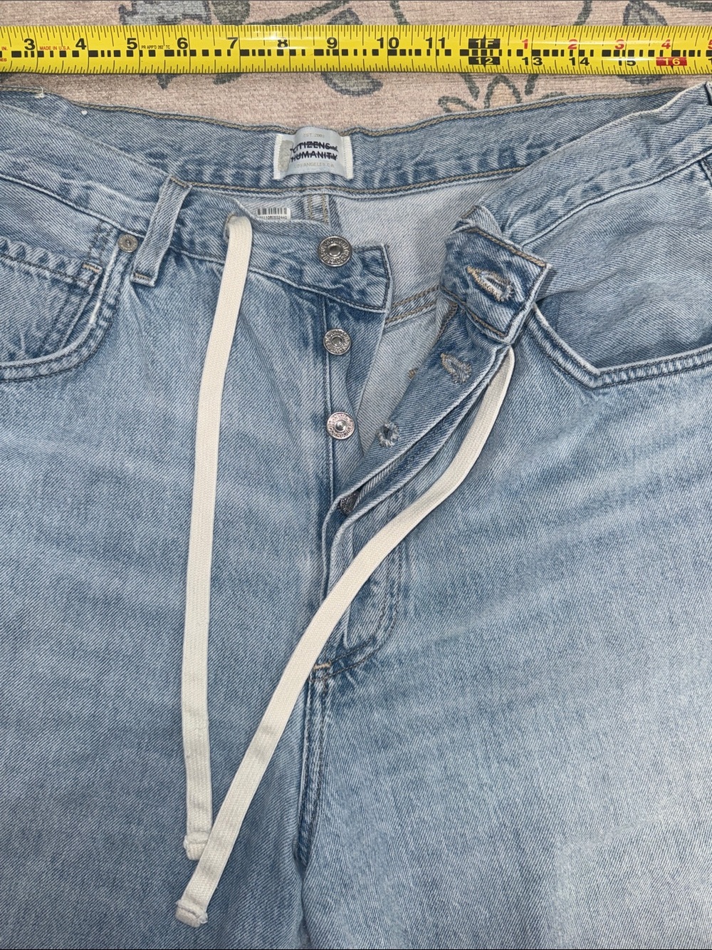 Citizens Of Humanity Brynn Drawstring Trouser Wide-leg Cropped Jeans Blue Lace - Picture 6 of 13